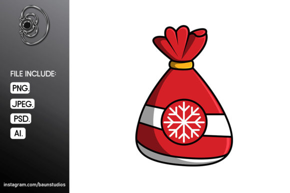Candy Bag Christmas Cartoon Illustration for Branding and Marketing