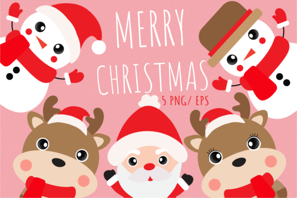 Cartoon Christmas Set Clipart for Handmade Creations