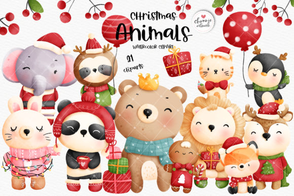 Christmas Animals Clipart for Festive Illustrations