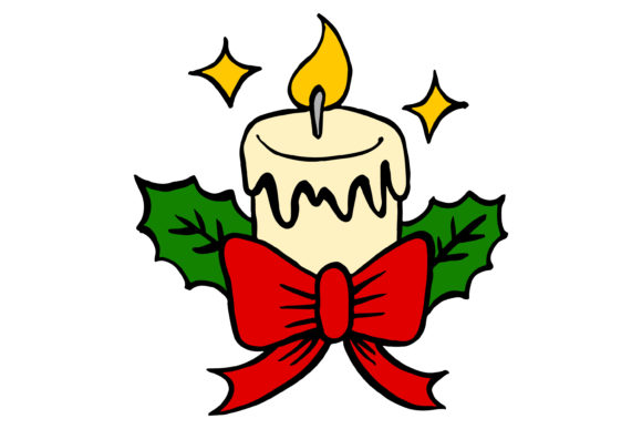 Christmas Candle Cartoon Sticker Illustrations
