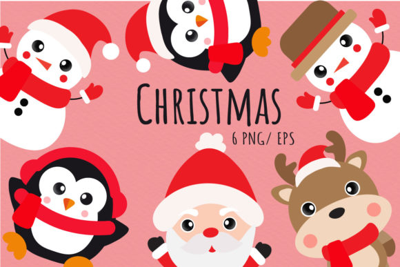 Christmas Cartoon Set Clipart for Illustrations