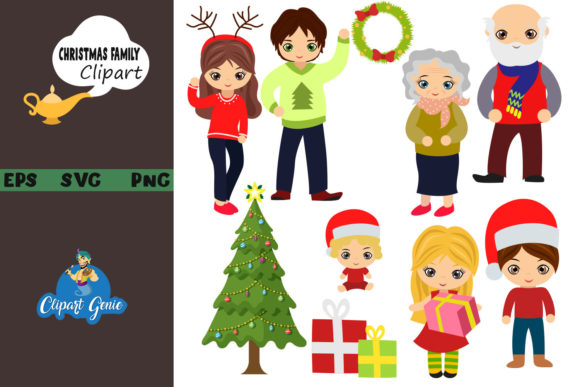 Christmas Family Clipart Bundle for Website & Editorial Design