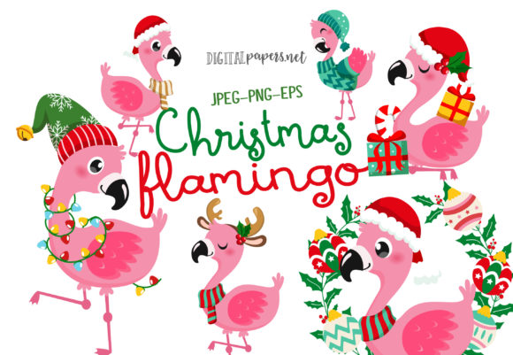 Christmas Flamingos Illustration Review