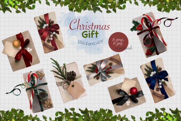 CHRISTMAS GIFT Group Watercolor Illustrations