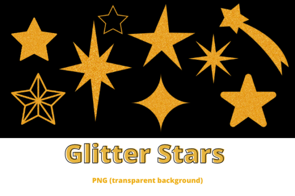 Christmas Glitter Gold Stars Decoration Illustrations