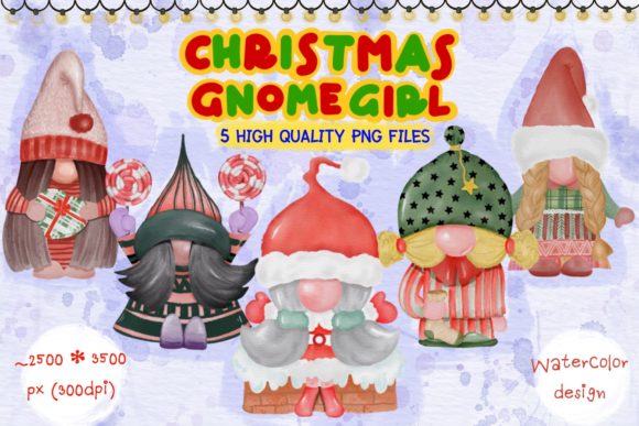Christmas Gnome Girl Gang PNG Clipart for Illustrations