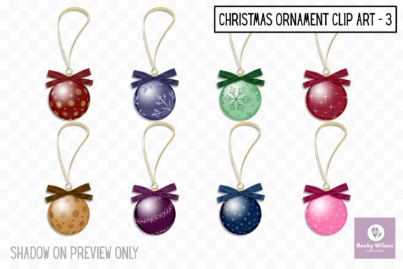Christmas Hanging Ornaments Set 3 Illustrations