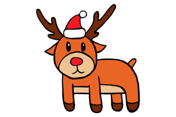 Christmas Reindeer Cartoon Sticker for Cricut and Handmade Projects