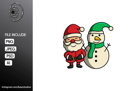 Christmas Santa Cartoon Illustration for Handmade Creations