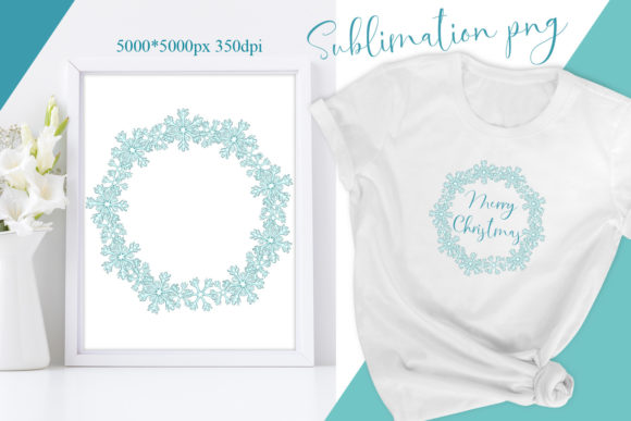 Christmas Snowflakes Wreath Sublimation Illustrations