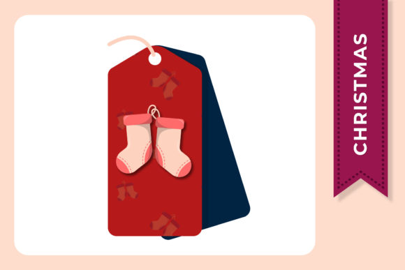 Christmas Socks Tags Graphic Art for Illustrations