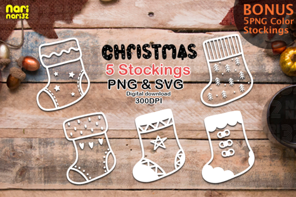 Christmas Stockings Sublimation Clipart for Handmade Creations