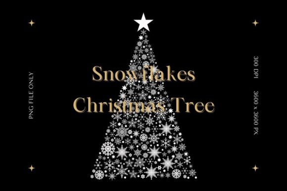 Christmas Tree Snowflakes Clipart PNG for Illustrations