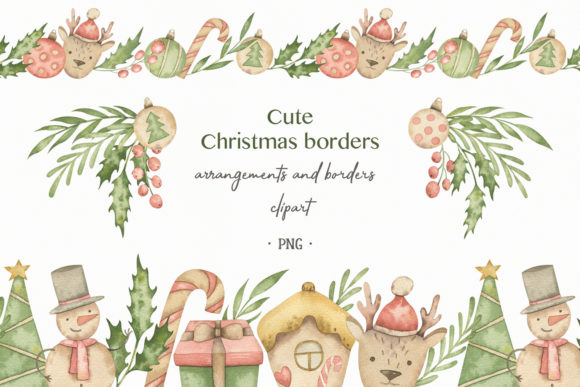 Cute Christmas Borders Clipart for Illustrations