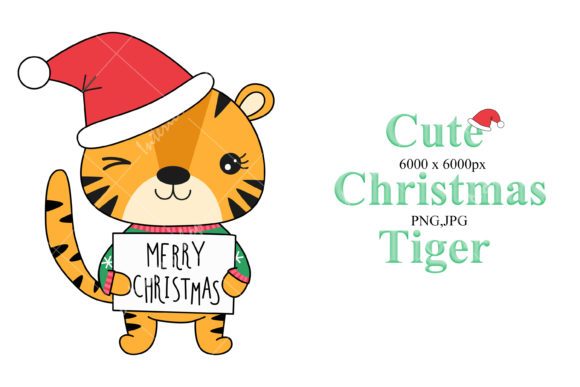 Cute Christmas Tiger - 1 Illustrations for Local Branding