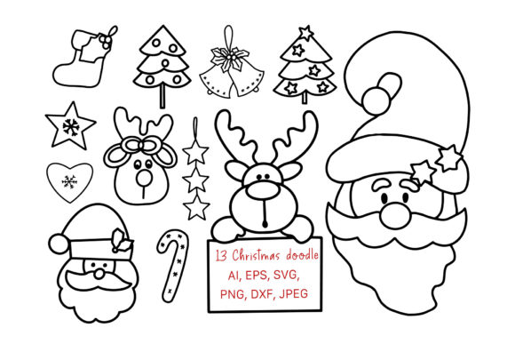 Doodle Clipart Christmas Elements SVG for Illustrations