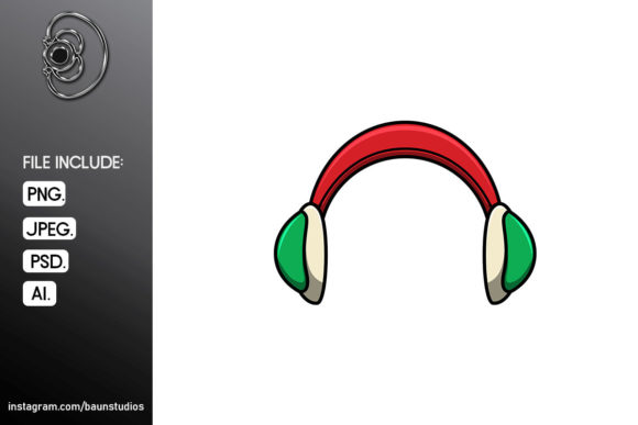 Ear Cup Christmas Cartoon Illustration for Branding and Design