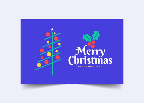 Electronic Christmas Card Template for Branding and Illustrations