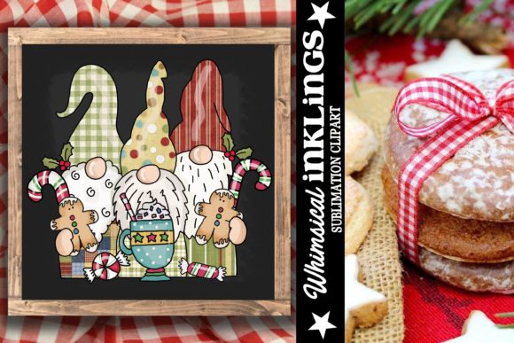Gnome Trio Sweet Christmas Treats Illustrations