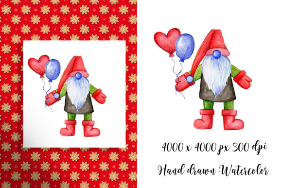 Gnome with Ballons. Christmas Gnome PNG Illustration