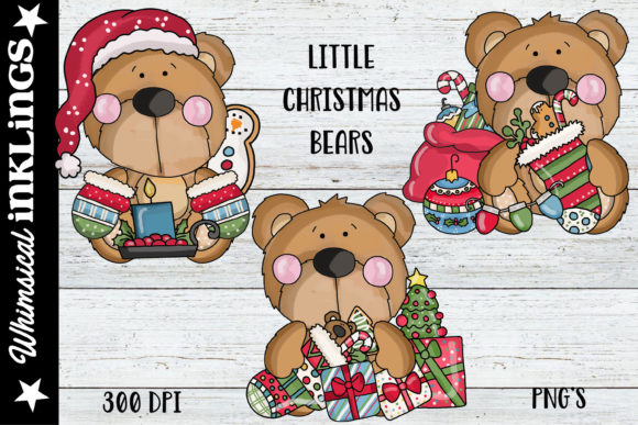 Little Christmas Bears Illustrations for Crafting and Handmade Projects
