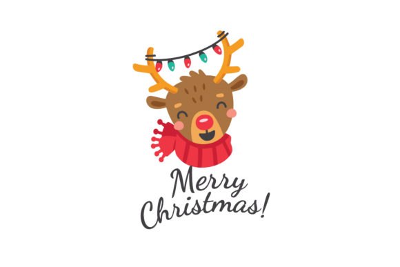 Merry Christmas Clipart with Deer Illustrations