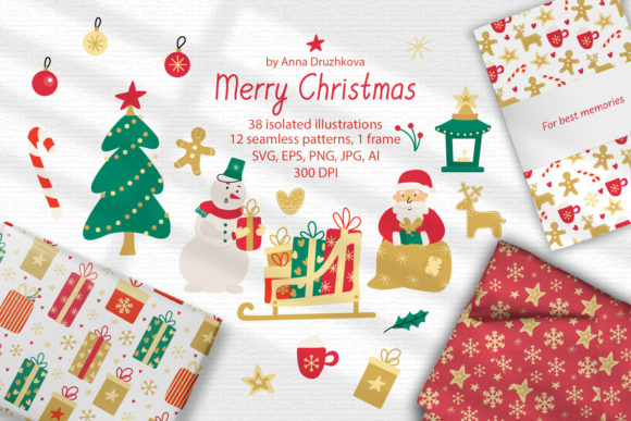 Merry Christmas Collection SVG PNG for Festive Illustrations