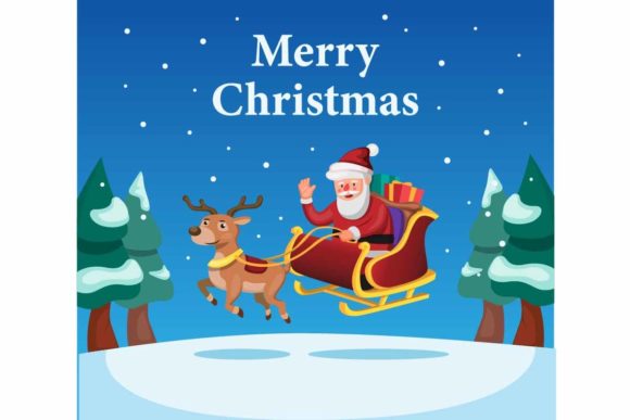 Merry Christmas Happy New Year Seasonal Illustrations