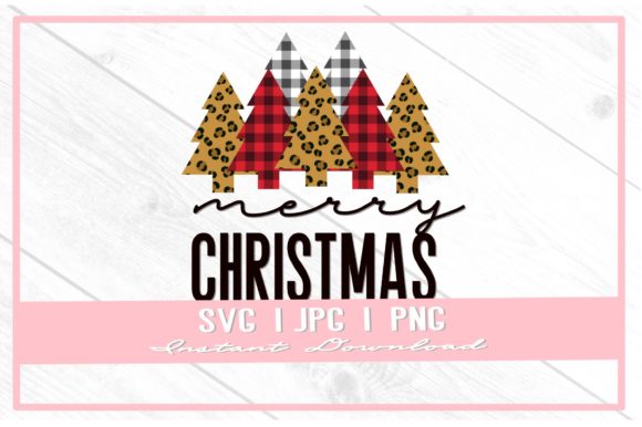 Merry Christmas Trees Plaid Sublimation Illustrations