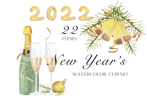 New Years Clipart, Christmas Card Png Illustrations