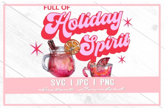 Retro Holiday Spirit Christmas Cocktails Illustrations
