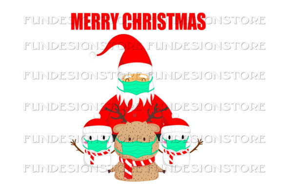 Santa Mask Illustration for Social Distance Christmas PNG