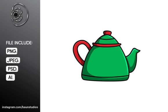 Teacup Christmas Cartoon Illustration for Crafting and Handmade Business
